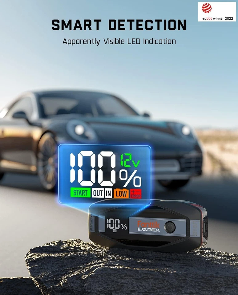 Fanttik T8 APEX 2000 Amp Jump Starter, 65W Two-Way Fast Charging, for Up to 8.5L - Image 4 of 4