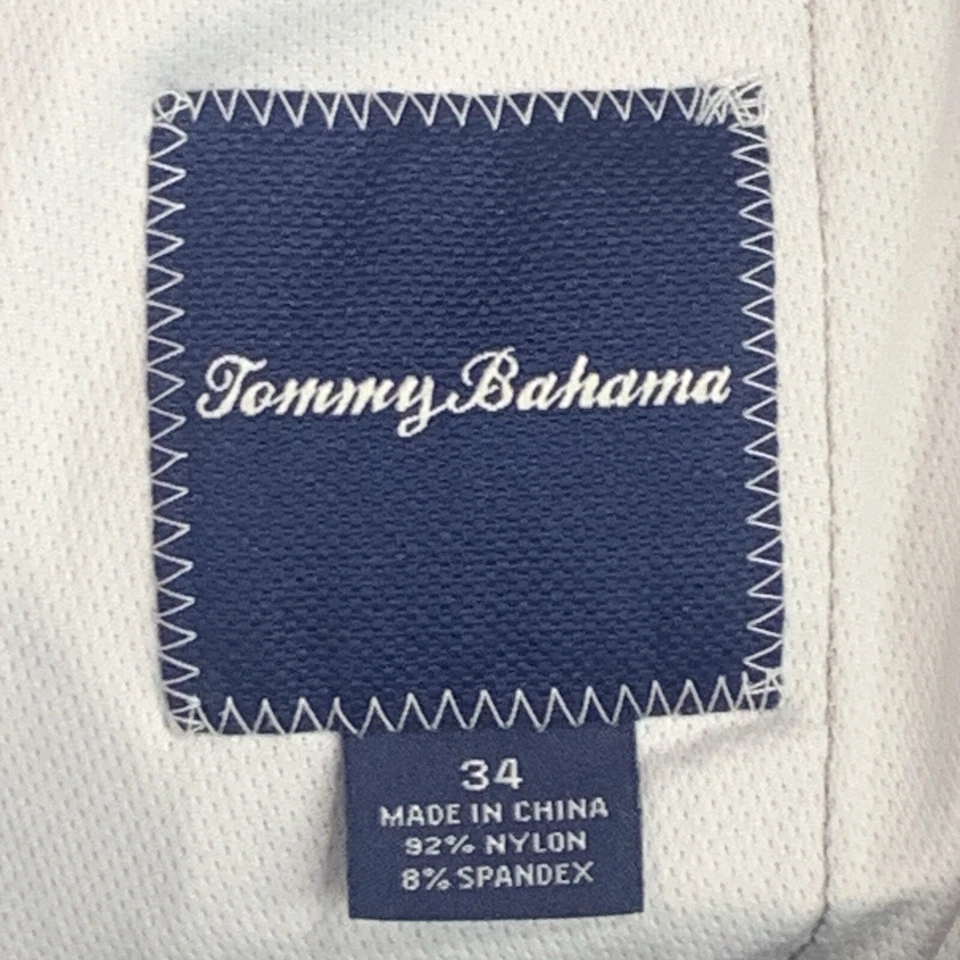 Pantalones Cortos Tommy Bahama Para Hombre 34 Azul Beige Rayas Seersucker Elastizados Preppy Resort Foto 2 de 4