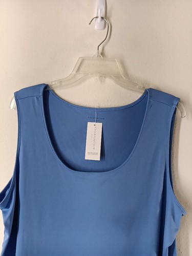 Charter Club Woman's Tank Top 2X Periwinkle Blue Round Neck Sleeveless Stretch - Picture 4 of 15