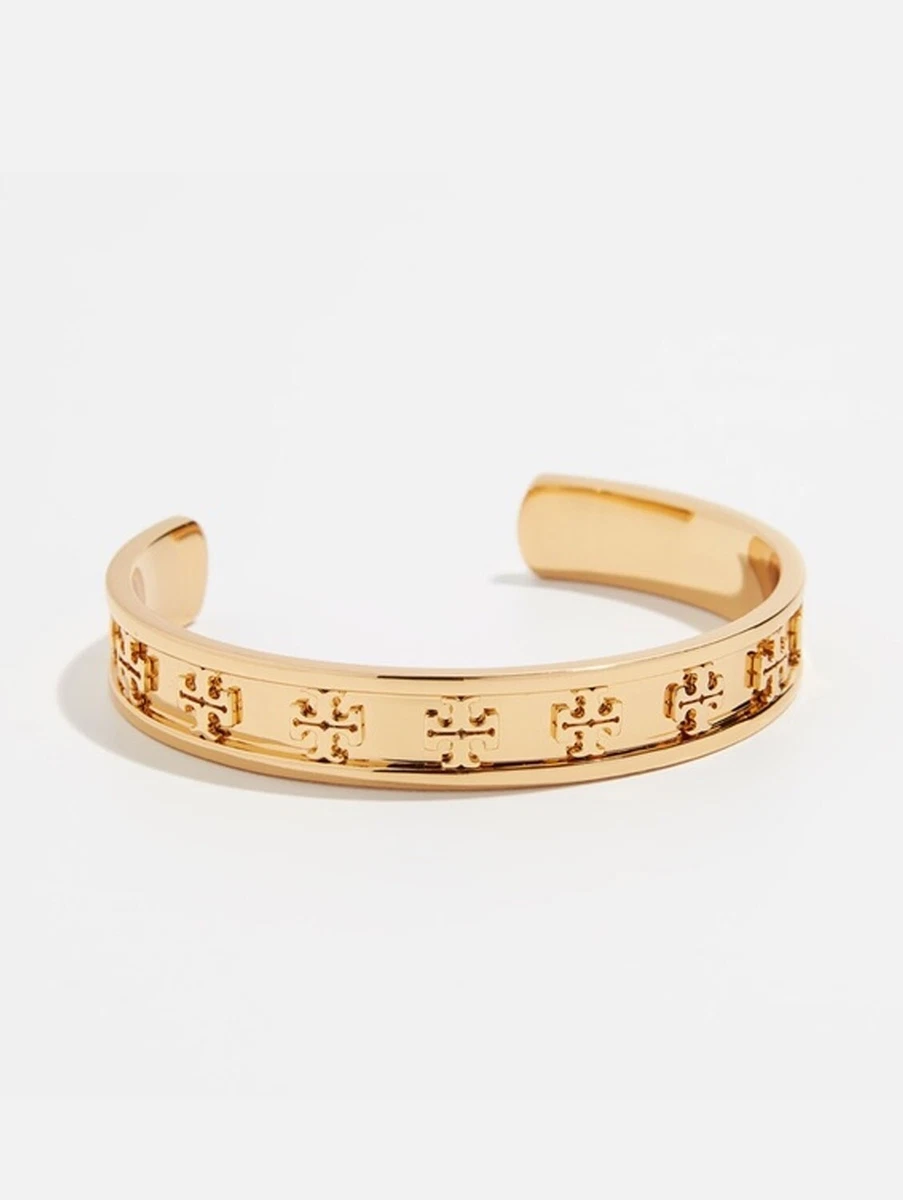 Tory Burch Gold Raised Logo Cuff Bracelet