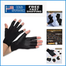 Copper Infused Compression Gloves for Arthritis Relief - Fingerless Design, M