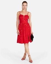 NWT Express Red Brocade Floral Lace Up Front  Slit Dress sizes XS,S,M,L (B226)