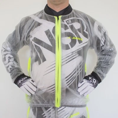 APICO RAIN JACKET ADULT WATERPROOF CLEAR/YELLOW MOTOCROSS MX ENDURO BMX QUAD MTB