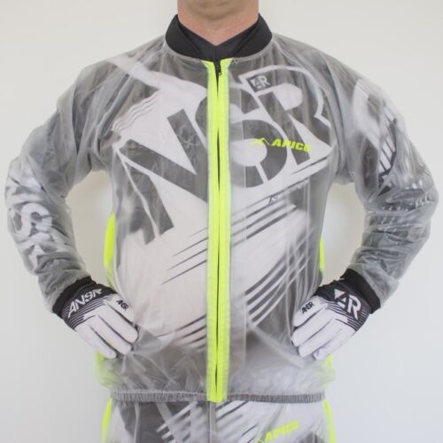 APICO RAIN JACKET ADULT WATERPROOF CLEAR/YELLOW MOTOCROSS MX ENDURO BMX QUAD MTB - Afbeelding 1 van 2