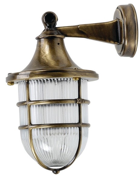 Wandleuchte Messing Riffelglas IP64 Maritim AußEn Lampe Laterne Hof Haus Festos-image