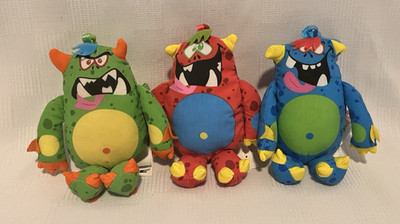 JAKKS Pacific Doodle Monster Lot of 3 Clip On Stuffed Plush 2006