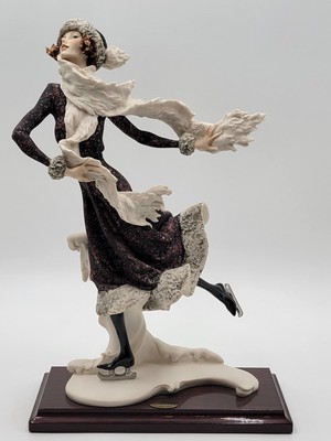 G.Armani Figurine Skating Lady Winter Capodimonte Sculpture Art