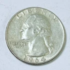 1964 Washington Quarter 25C 90% Silver Circulated Coin #6090
