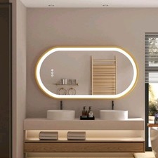 LUVODI Bathroom Mirror with LED Light: 1200x600mm Oval Illuminated Wall Mirror