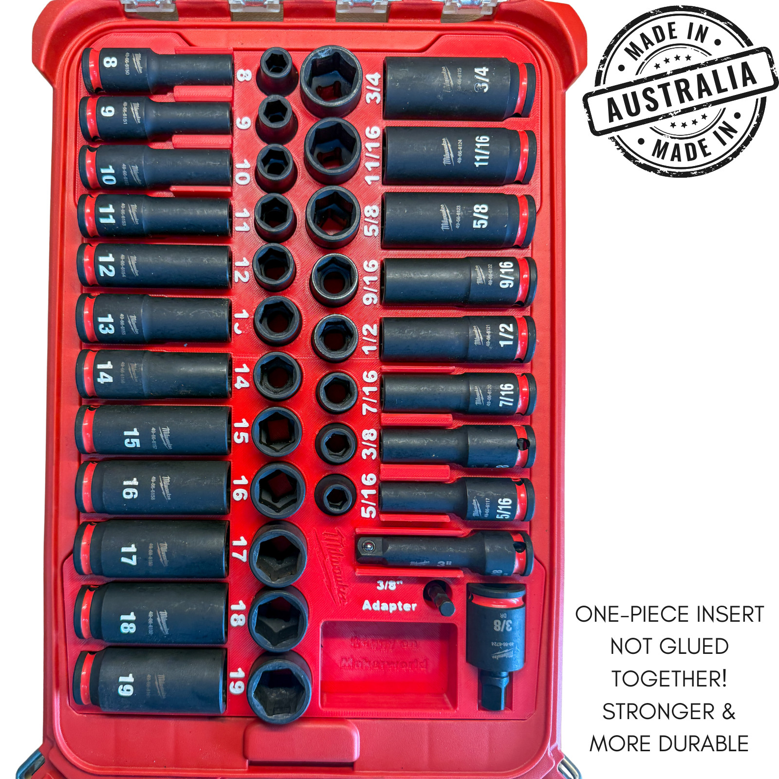 PACKOUT INSERT — MILWAUKEE 43PC 3/8" IMPACT SOCKET SET Fits Packout 48-22-8436
