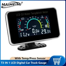 12v24v Universal 3 In 1 Lcd Car Gauge Oil Pressure Gauge Voltage Gauge Water Te 12v24v Universal 3 In 1 Lcd Car Gauge Oil Pressure Gauge Voltage Gauge Water Te