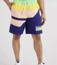 Nike Swim Trunks Mens M Lined Retro 80s Vintage Style Colorblock Nylon Shorts
