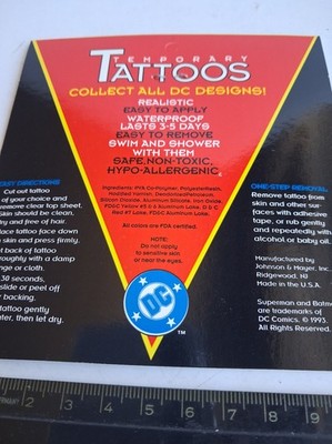 Batman 89 Temporary Tattoos, Original In Bag, Stained, See Photos