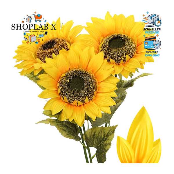 KüNstliche Sonnenblumen Dekorative Seidenblumen FüR Hochzeit Tischdeko 3 StüCke-image