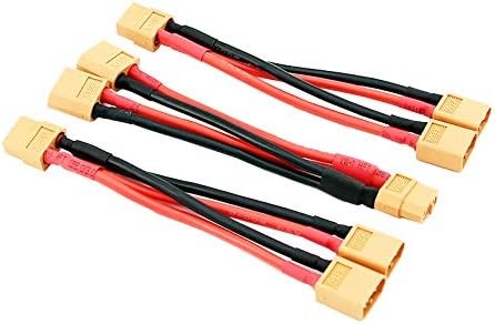 3pcs XT60 Parallel Battery Connector 2-Male to 1-Female Adapter Cable for RC Mu