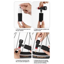 Portable CO2 Inflator Head Bicycles Tyre Pump with Pressure Gauge Easy to Use