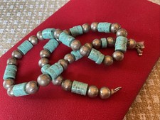 Navajo Silver Pearls  Heishi Turquoise Bead Sterling Silver Necklace 16  