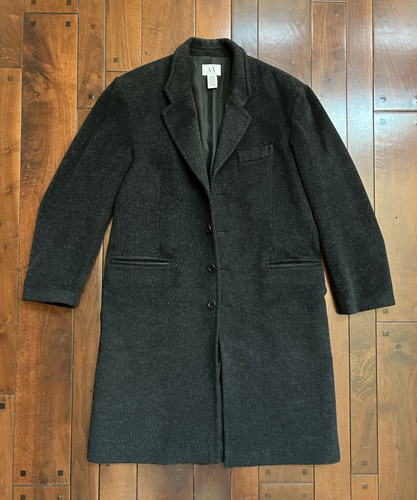 Giorgio Armani Mens XL Over Coat Wool Trench Suit Jacket Long Single Breast