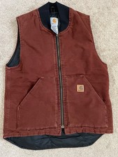 Vintage Carhartt V02 CLY Quilted Vest Small Clay Red USA Made Workwear