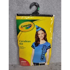 Crayola Cerulean Adult Costume T Shirt Crayon Headband Spirit Halloween Large