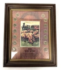 The Way West Buffalo Nickel Five Cent Coin Display 14 Coins Wooden Frame Case