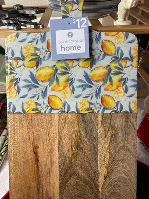 Wooden Cutting Board Kitchen Decor Lemon Design Large New Wood