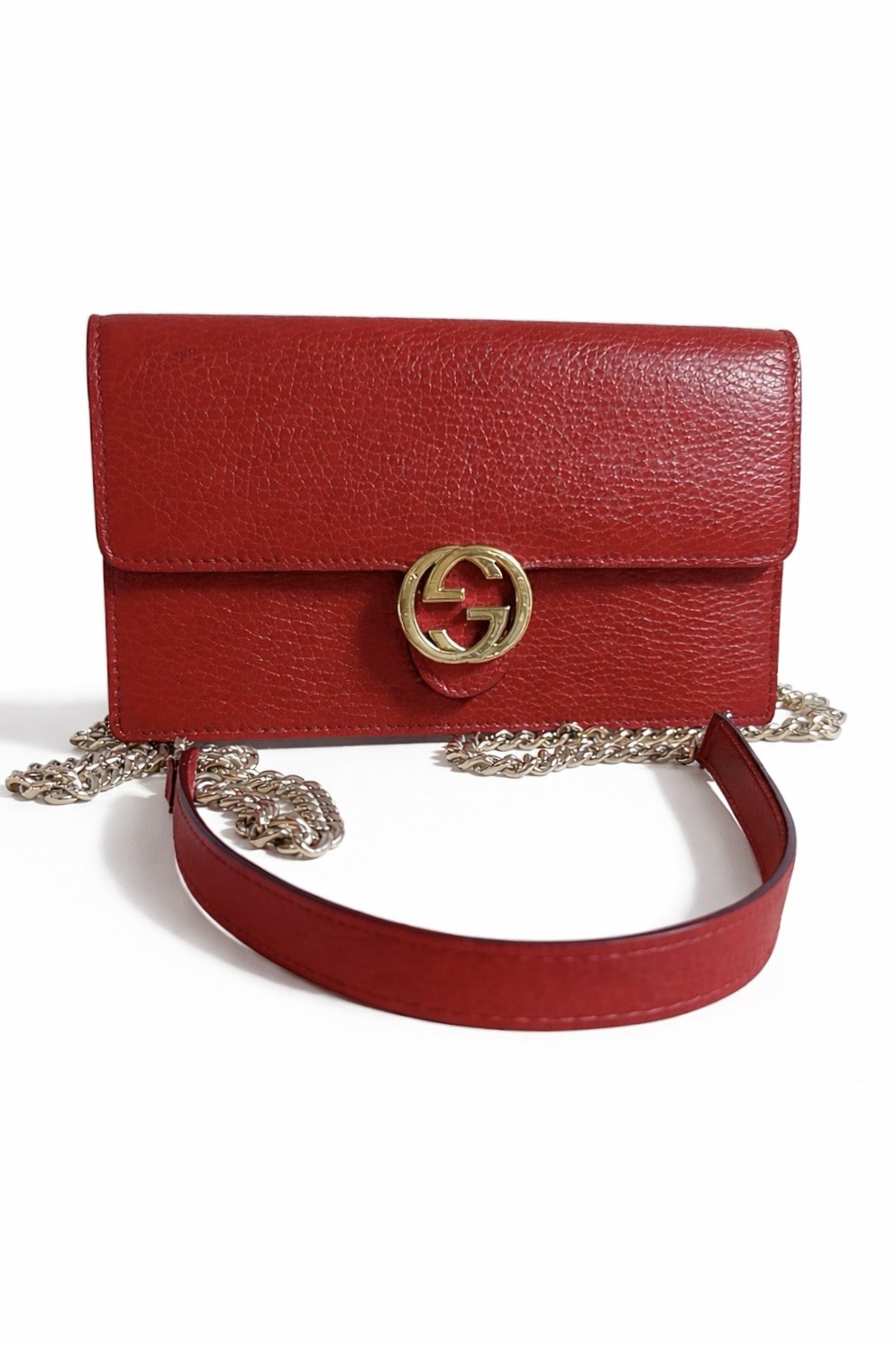 Authentic Red Gucci Interlocking Wallet On Chain … - image 1