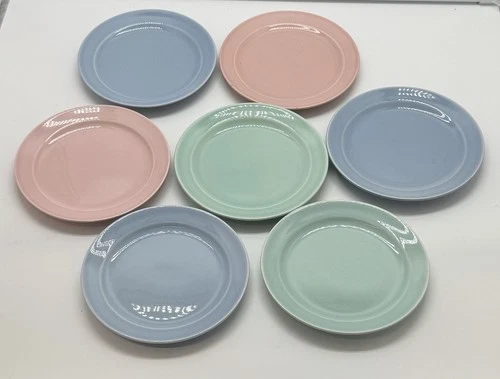 Vintage Set Of 5 Lu-Ray Pastels 6.25” Dessert Salad Plates Midcentury Granny