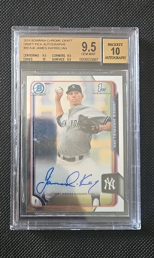 2015 Bowman Draft Chrome Pick James Kaprielian BGS 9.5 Auto 10 New York Yankees