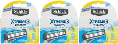 Schick Xtreme3 SubZero Cartridges 3 Pack Razor Blade Bundle 4ct