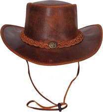 Cappello Da Cowboy in Vera Pelle, Cappello Western Uomo/Donna in Vera Pelle Bovi