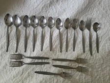 Vintage SINGLE BLACK ROSE SYF2 Stylecraft T & N Stainless Set 17 Forks Spoons