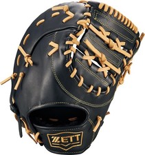 Zett Soft Steer First Base Mitt For Left-Handed Throwers, Black X Pastel Brown 