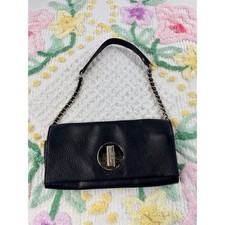 Kate Spade Black Leather Turn Lock Chain Shoulder Bag Purse NEW YORK