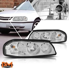 For 00-05 Chevy Impala Chrome Housing Clear Corner Signal Headlight/Lamps Pair