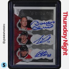 2008 O-PEE-CHEE PREMIER BOBBY HULL/JONATHAN TOEWS/PATRICK KANE TRIOS AUTO /35