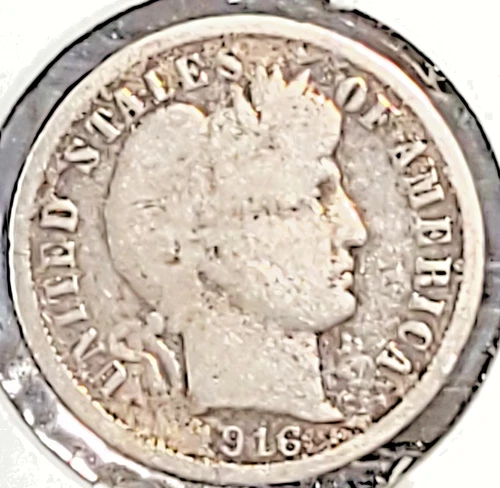 1916-P BARBER DIME IN GOOD / CIRCULATED CONDITION-#4