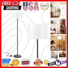Modern Floor Lamp Simple Design with White Shade, Foot Pedal Switch, 60" Smal...