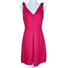 GAP 100% Linen Dress Womens 2 NWT Hot Pink Fuchsia Tie Shoulder A-Line Mini