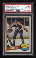1980 OPC #289 MARK MESSIER ROOKIE CARD ERR-BK. SAYS SHOOTS RT. PSA 6 EX-MT. rookie card picture