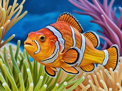 A4 Druck Wand Poster Drucke Poster Malen Geschenk Bild Bilder Clownfisch Koralle