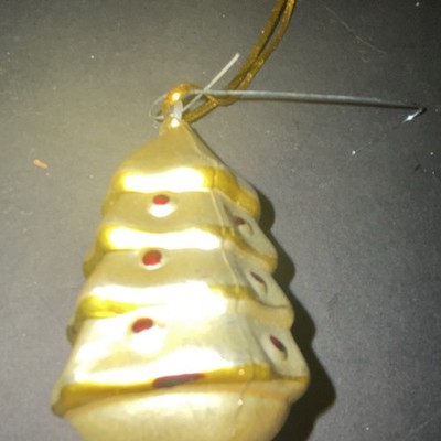 Tree Hanging Christmas Ornament, Gold/White/Red Holiday Decor, 1pc