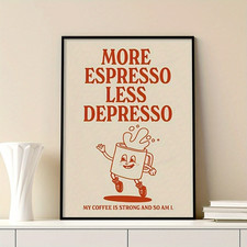 Funny Espresso Framed Canvas Wall Art 12x16in Retro Coffee Poster Kitchen Office