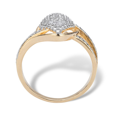 PalmBeach Yellow Gold-Plated Cubic Zirconia Cluster Ring - Diamond Shape, Sizes 6-10, 2.23 Carat TW