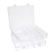 2pcs 14 Grids Jewelry Dividers box Organizer Rectangle Clear Plastic Bead Case