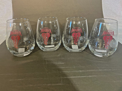 4 NEW Amarula elephant logo cocktail stemless Wine glasses 12oz (1374)