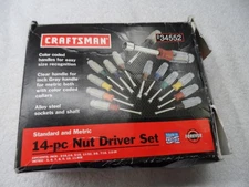 Craftsman SAE and Metric MM Nut Driver Set, made in USA, NOS, 14 pcs - PN 34552
