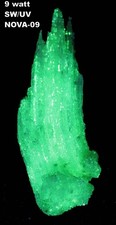 Awesome fluorescent SW/UV Novacekite in Gypsum from Santa Eulalia, Mexico 09