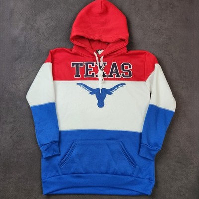 Texas Longhorns Hoodie Adult Small Red White Blue Pullover Sweatshirt Lone Star