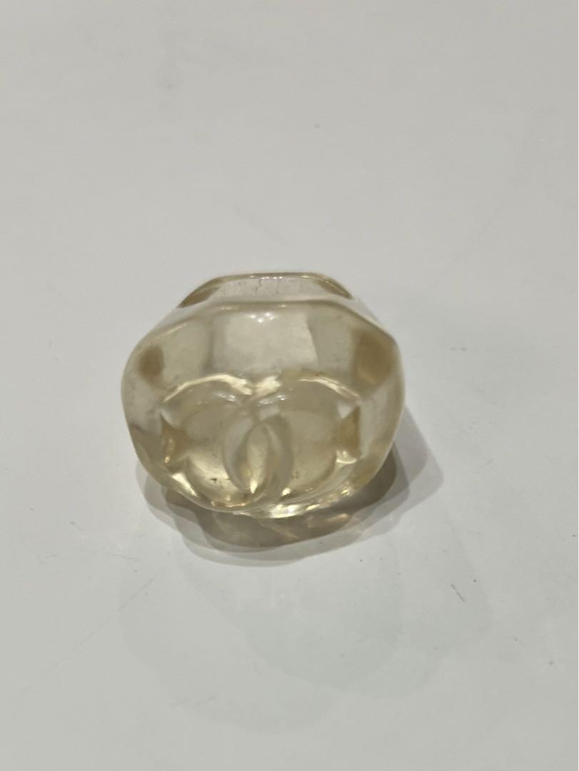 Chanel Coco Mark Logo Ring Plastic Vintage Size 6.5 From